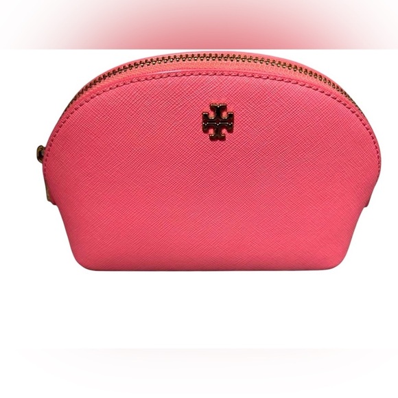 Tory Burch Robinson Emerson Leather Make Up Travel T Logo Cosmetic Zip Case - Picture 4 of 8